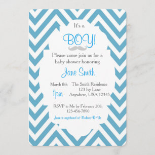 It's a Boy Moustache Baby Shower Invitation