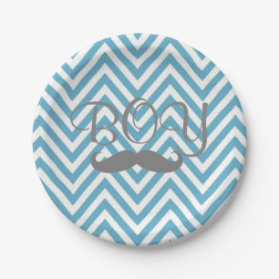 It's a Boy Moustache Theme Baby Shower Paper Paper Plate