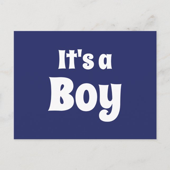 It's a Boy navy blue white cute baby announcement Postcard (Front)