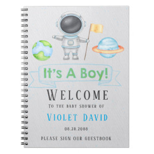 It's a Boy Outer Space Boy Baby Shower Guestbook Notebook