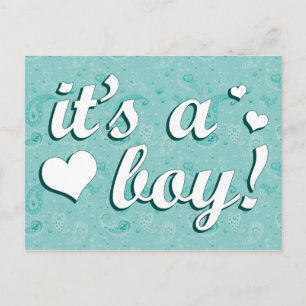 it's a boy : paisley announcement postcard