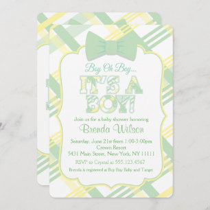 It's a Boy, Pale Green Baby Shower Invitation
