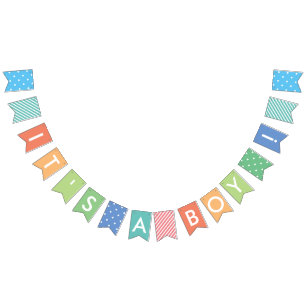 It's A Boy Pastel Rainbow Baby Shower Banner
