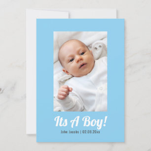 Its a boy, photo memory, baby shower card. invitation