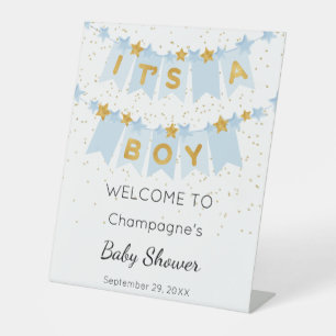 It's A Boy Pink Bunting Flags Baby Shower Welcome Pedestal Sign