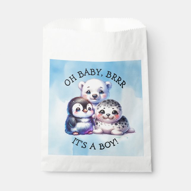 It's a Boy | Polar Arctic Winter Baby Shower Favour Bag (Front)