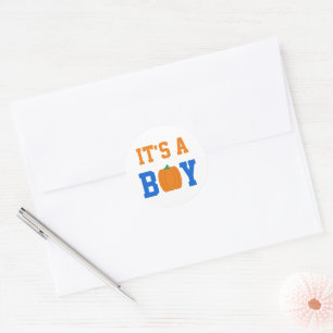 It's A Boy Pumpkin Classic Round Sticker