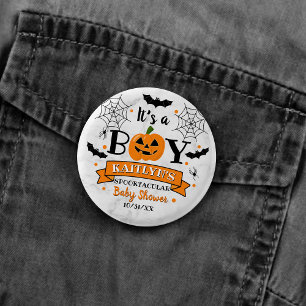 "It's A Boy" Pumpkin Halloween Baby Shower 3 Cm Round Badge