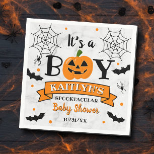 "It's A Boy" Pumpkin Halloween Baby Shower Napkin