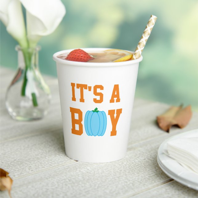It's A Boy Pumpkin Paper Cups (Insitu)