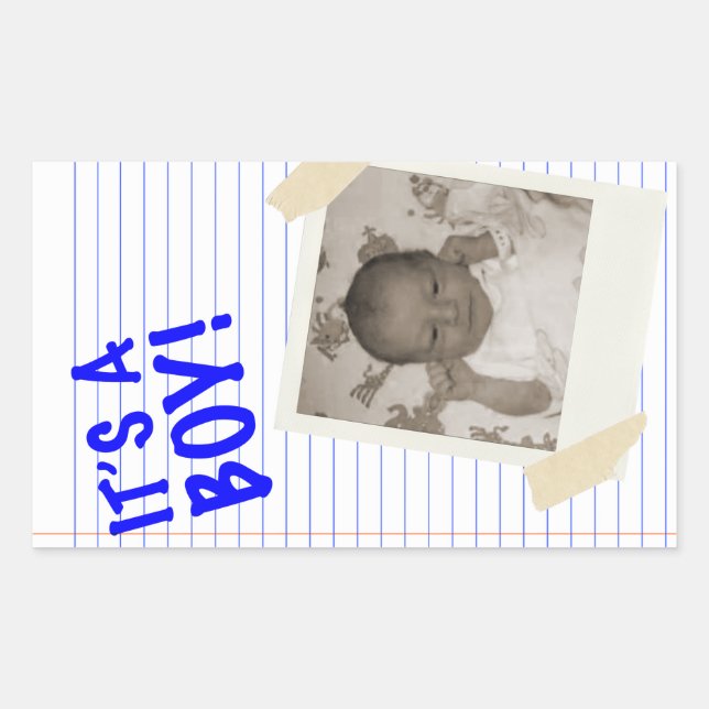 it's a boy rectangular sticker (Front)