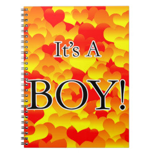 It's A Boy! Red and Yellow Hearts Notebook