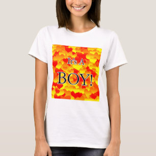 It's A Boy! Red and Yellow Hearts T-Shirt
