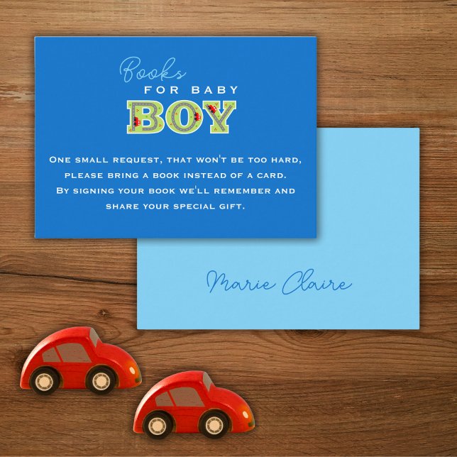 It's a BOY, red car font in a blue background Enclosure Card (Creator Uploaded)