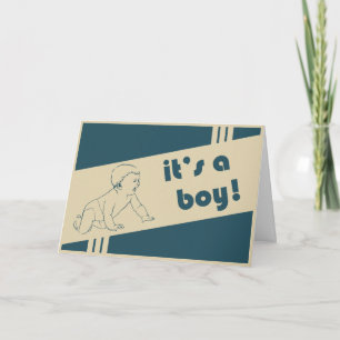 it's a boy! : retro : (see inside) announcement