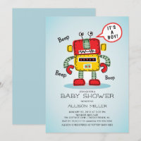 It's a Boy Robot Baby Shower Invitation