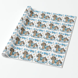 It's a Boy Rocking Horse Baby Shower Wrapping Pape Wrapping Paper