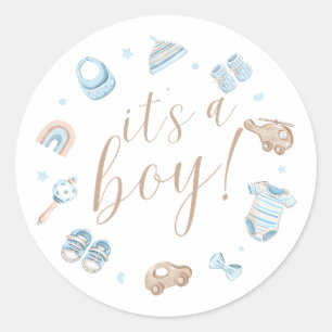 It's a Boy Round Baby Shower Stickers