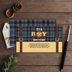 It's a boy Rustic Lumberjack Flannel Baby Shower I Enclosure Card