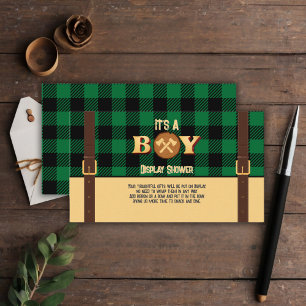 It's a boy Rustic Lumberjack Flannel Baby Shower I Enclosure Card