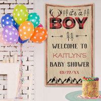 It's A Boy! Rustic Plaid Lumberjack Baby Shower