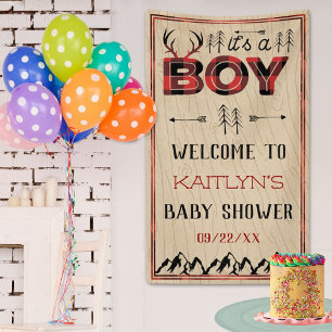 It's A Boy! Rustic Plaid Lumberjack Baby Shower Banner