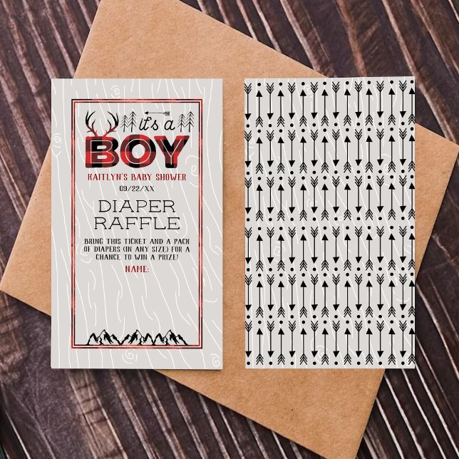 It's A Boy! Rustic Plaid Lumberjack Baby Shower Enclosure Card (Creator Uploaded)