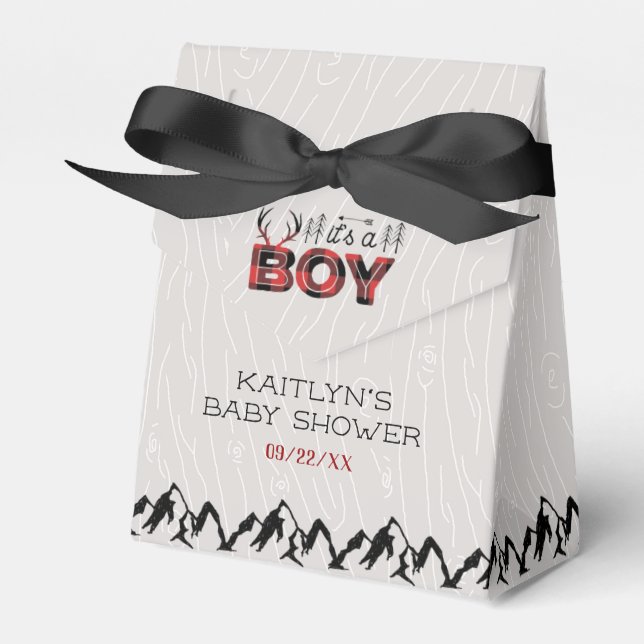 It's A Boy! Rustic Plaid Lumberjack Baby Shower Favour Box (Front Side)