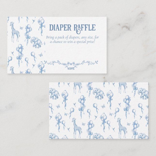 It's a Boy Safari Animal Blue Balloon Baby Shower Enclosure Card (Front/Back)