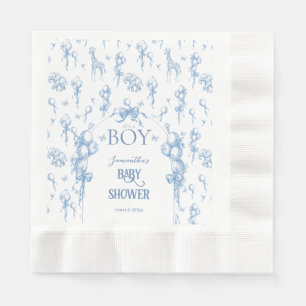 It's a Boy Safari Animal Blue Balloon Baby Shower Napkin