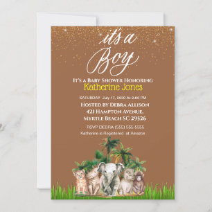 It's a Boy Safari Animals Baby Shower Invitation