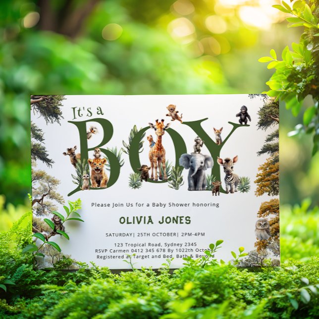 It's a Boy Safari Baby Shower Invitation (Creator Uploaded)