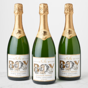 It's a Boy Safari Baby Shower Party Sparkling Wine Label