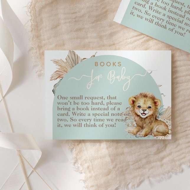 It's a boy Safari Theme Lion Baby Shower books Enclosure Card (Creator Uploaded)