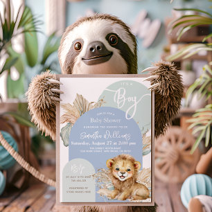 It's a boy Safari Theme Lion Baby Shower Invitation