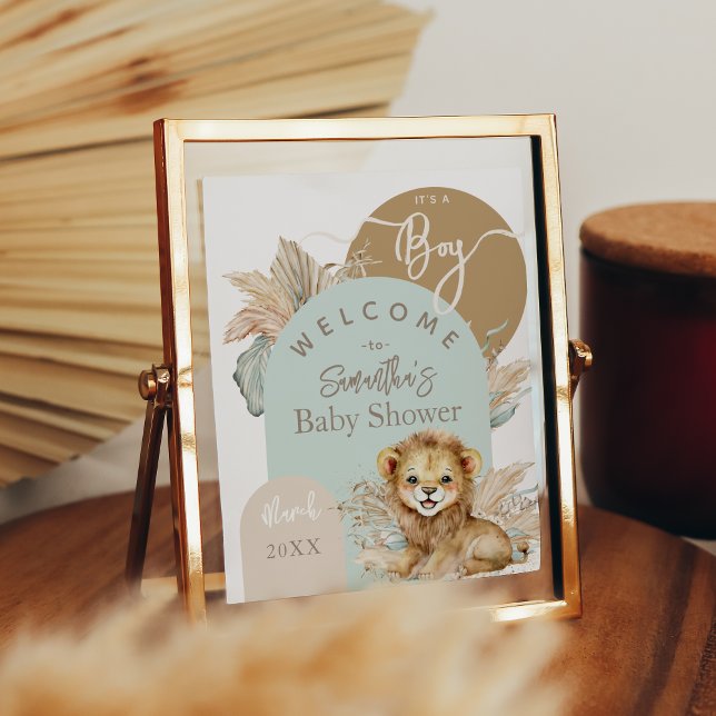 It's a boy Safari Theme Lion Baby Shower welcome Poster (Creator Uploaded)