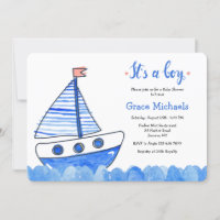 It's A Boy Sailboat Baby Shower