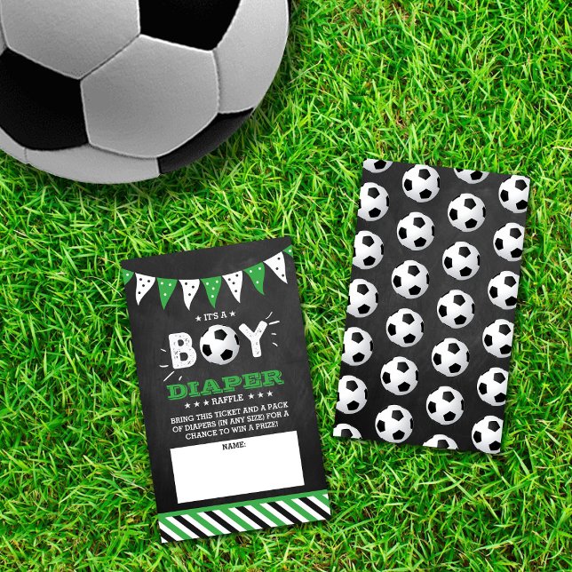 It's A Boy! Soccer Co-ed Baby Shower Diaper Raffle Enclosure Card (Creator Uploaded)