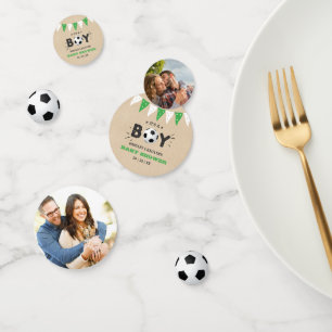 It's A Boy! Soccer Themed Co-ed Baby Shower Photo Confetti