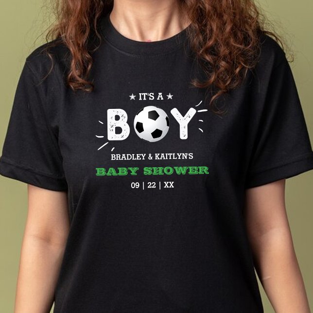 It's A Boy! Soccer Themed Co-ed Baby Shower T-Shirt (Creator Uploaded)
