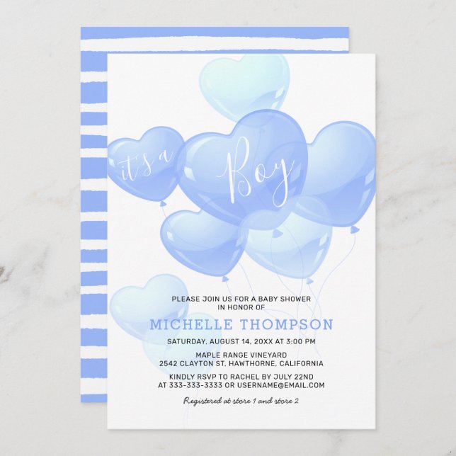 It's a Boy Soft Blue Baby Shower Invitation (Front/Back)