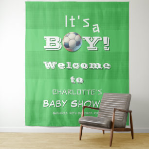 It's a Boy! Sport Football Baby Shower Backdrop Tapestry