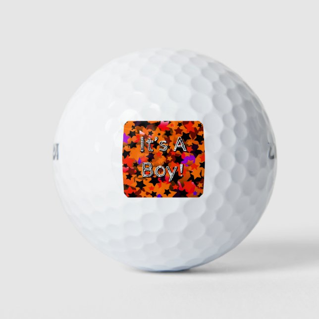 It's A Boy! Stars Orange Golf Balls (Front)