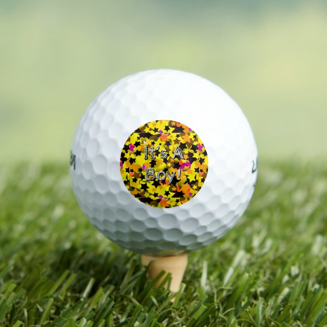 It's A Boy! Stars Yellow Golf Balls (Insitu Tee)
