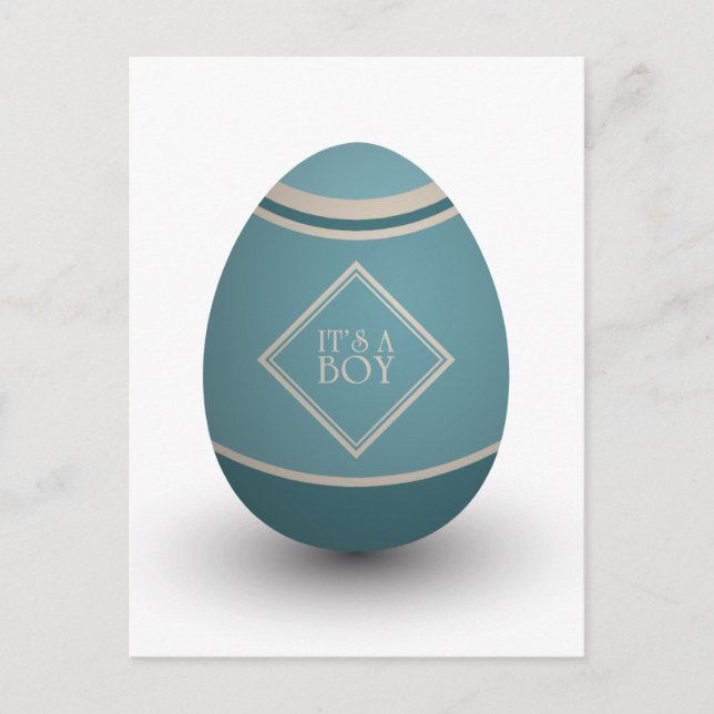 it's a boy stork egg announcement postcard (Front)
