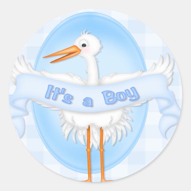 It's a Boy Stork Sticker (Front)