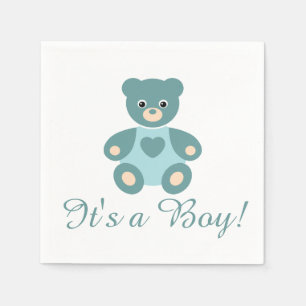 It's a Boy Teddy Bear Announcement Napkins Set