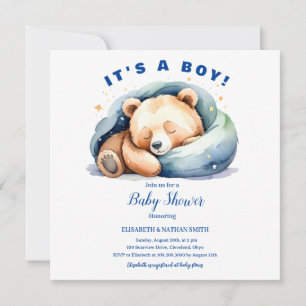 It's a boy Teddy Bear Baby Shower Announcement