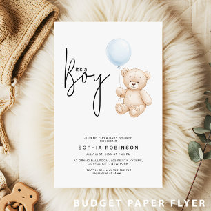 It's a Boy Teddy Bear Baby Shower Invitation Flyer