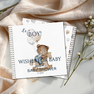 It's a Boy Teddy Bear & Balloons Wishes for Baby Notebook